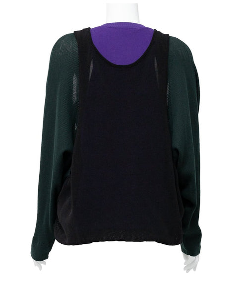 Cut-Out Panel Layered Knit Top